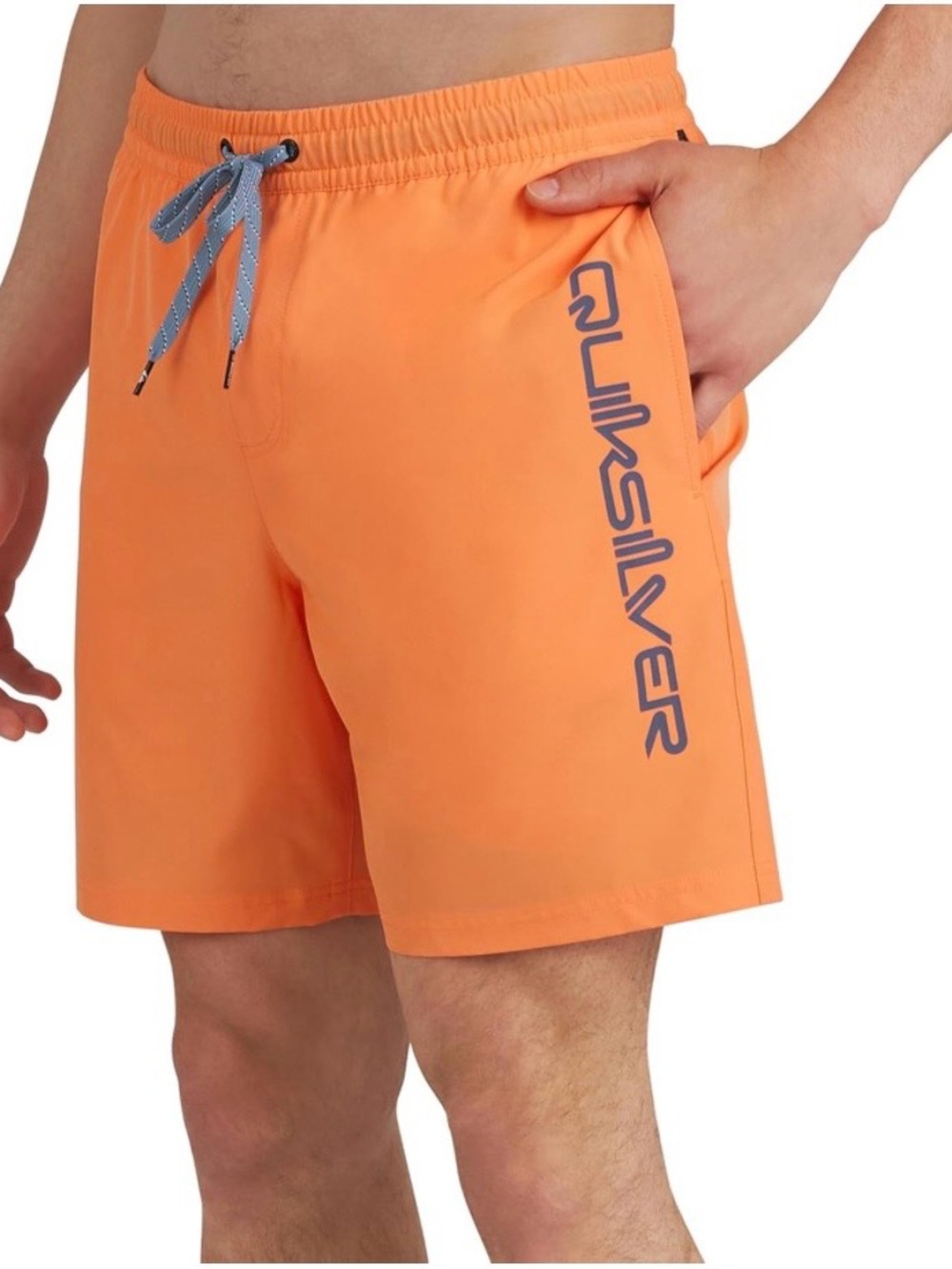 Quiksilver Men's Bright Orange Swim Shorts with Blue Drawstring sz XL